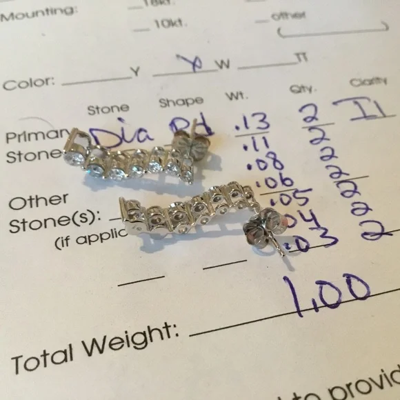 Vintage Kay’s 14k White Gold Diamond Journey Earrings, 1-Carat Total, & Certific - Picture 14 of 14